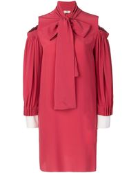 Fendi Jurk Met Koude Schouder En Strik - Rood
