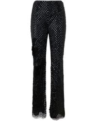 Alberta Ferretti - Rhinestone-Embellished Straight-Leg Trousers - Lyst