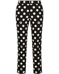 Dolce & Gabbana - Cotton Pants With Polka-Dot Print - Lyst
