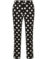 Dolce & Gabbana - Cotton Pants With Polka-Dot Print - Lyst