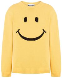 Moschino - Cotton Blend Knit Sweater With Playful Embroidery - Lyst