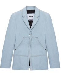 MSGM - Veste En Jean À Poches Plaquées - Lyst