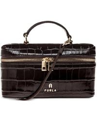 Furla - Camelia Micro Umhängetasche Aus Leder Mit Kroko-Effekt - Lyst