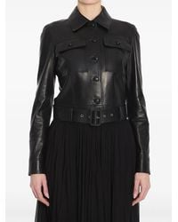 Saint Laurent - Leather Cropped Jacket - Lyst