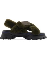 Burberry - Shearling Pebble Sandals - Lyst