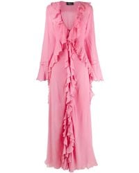 Blumarine - Robe Longue En Chiffon À Volants - Lyst