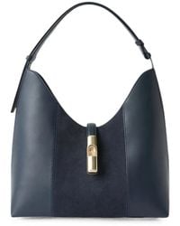 Furla - Medium Suede-Panelled Leather Shoulder Bag - Lyst