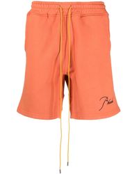 Rhude - Short De Sport En Coton À Logo Brodé - Lyst