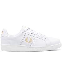 Fred Perry - Embroidered-logo Leather Sneakers - Lyst