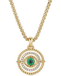 David Yurman - 18kt Yellow Gold Evil Eye Mobile Emerald And Diamond Amulet - Lyst