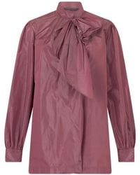 Alberta Ferretti - Pussy-Bow Long-Sleeved Shirt - Lyst