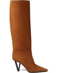 Versace - V2025 Suede Knee-High Boots - Lyst
