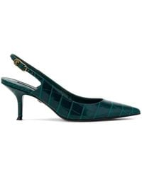 Roberto Cavalli - Croc-Effect Pointed-Toe Slingback Pumps - Lyst