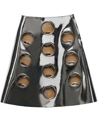 Prada - Metallic-Effect Leather Midi Skirt - Lyst