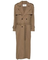 Saint Laurent - Double-Breasted Belted Trench Coat - Lyst