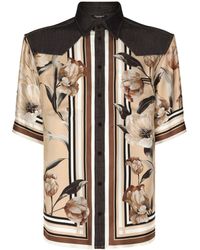 Dolce & Gabbana - Floral-print Denim Shirt - Lyst