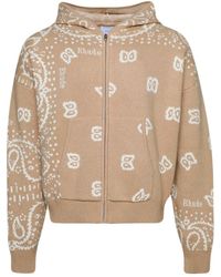 Rhude - Bandana Knit Zip-Front Hoodie - Lyst