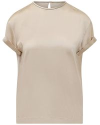 Brunello Cucinelli - Cuffed Top T-Shirt - Lyst