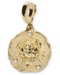 Azlee - 18kt Yellow Gold Small Of The Stars Cancer Diamond Coin Pendant - Lyst