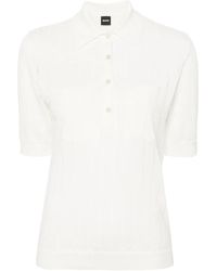 BOSS - Ribbed Linen-Blend Polo Shirt - Lyst