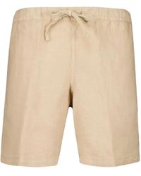 120% Lino - Linnen Shorts Met Elastische Tailleband - Lyst