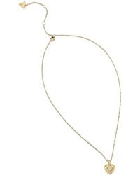Guess - L.O.V.E. Crystal-Embellished Heart Necklace - Lyst