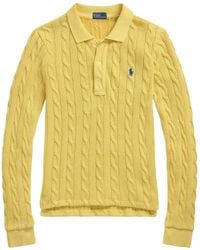 Polo Ralph Lauren - Cable-Knit Cotton Long-Sleeve Polo Shirt - Lyst