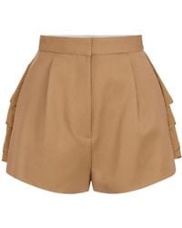 Elisabetta Franchi - Short En Gabardine À Volants - Lyst