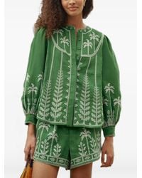 FARM Rio - Bicolor Cross-Stich Embroidery Blouse Long Sleeve - Lyst