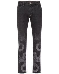 Philipp Plein - Dragon-Print Washed Straight-Leg Jeans - Lyst