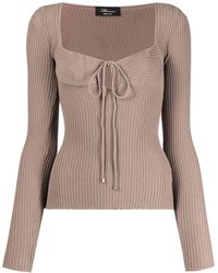 Blumarine - Ribbed-knit Tie-neck Sweatshirt - Lyst
