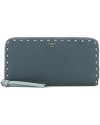 Fendi - Large Peekaboo Stitched Leather Wallet - Lyst