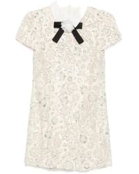 Self-Portrait - Sequin-Embellished Bow-Detail Mini Dress - Lyst