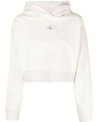 Calvin Klein - Logo-patch Cropped Hoodie - Lyst