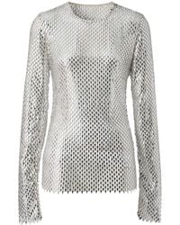 Burberry - Metallic Paillette-embellished Mesh Top - Lyst