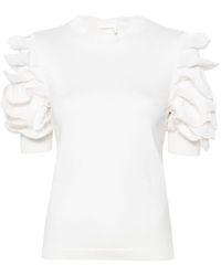 Chloé - Ruffled Fine-knit T-shirt - Lyst