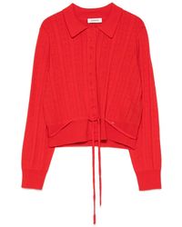 Sandro - Lotus Pointelle-Knit Tie-Waist Cardigan - Lyst