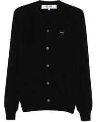 COMME DES GARÇONS PLAY - Heart-Emblem Rhinestone-Embellishment Cardigan - Lyst