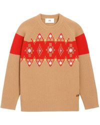 Ami Paris - Fair Isle-Knit Oversized Sweater - Lyst
