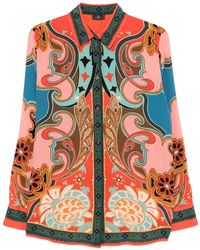 Etro - Floral-Print Silk Shirt - Lyst