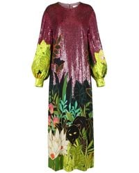 Valentino Garavani - Sequin-Embellished Panther-Print Midi Dress - Lyst