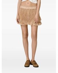 Pink - Gerüschter Minirock mit Spitzendetail - Lyst