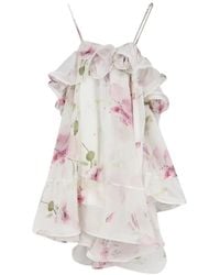 ACTUALEE - Floral-Print Ruffled Mini Dress - Lyst