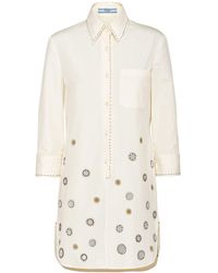 Prada - Appliqué-detail Cotton Shirtdress - Lyst