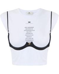 Elisabetta Franchi - Lightweight Jersey T-Shirt With Bra - Lyst