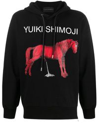 Yuiki Shimoji Kapuzenpullover mit Pferde-Print - Schwarz