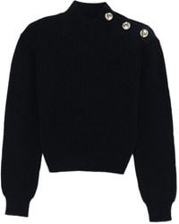 Maje - Stehkragen-Pullover Mit Knopfdetail - Lyst