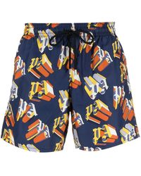 Palm Angels - X Vilebrequin Badeshorts Mit Logo-Print - Lyst