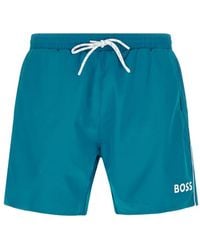 BOSS - Logo-Print Swim Shorts - Lyst