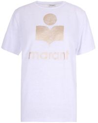 Isabel Marant - Zewel Logo-Print Linen T-Shirt - Lyst
